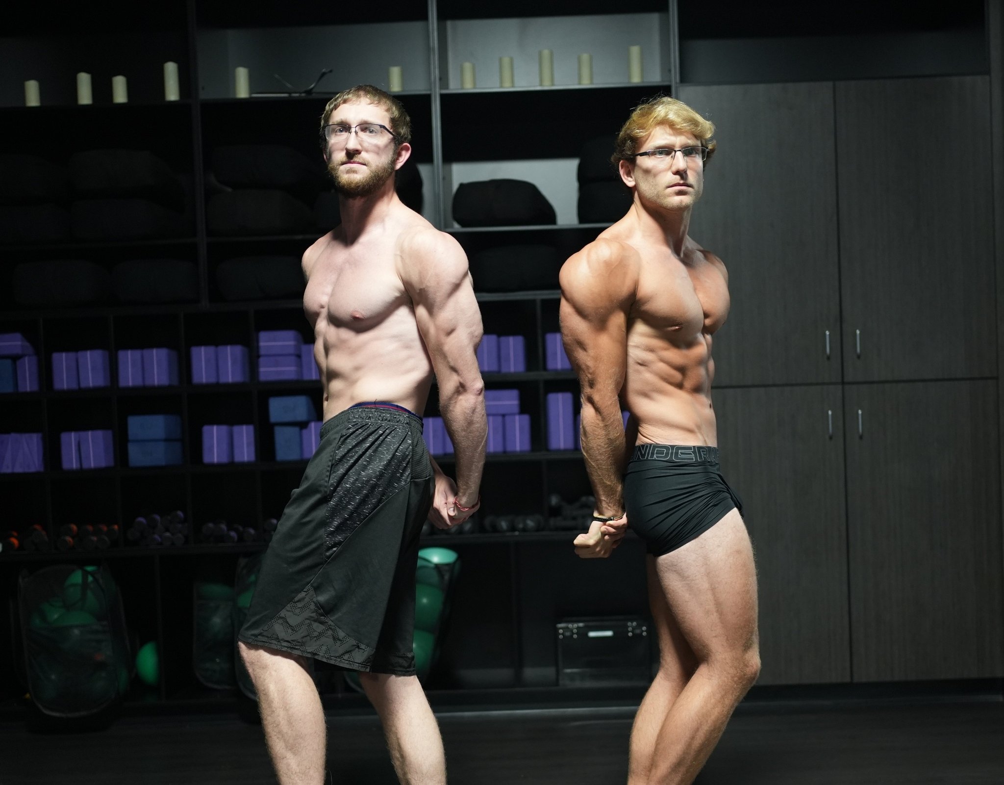 Sam and Nick Rosin in the B4 Fitness gym locker room