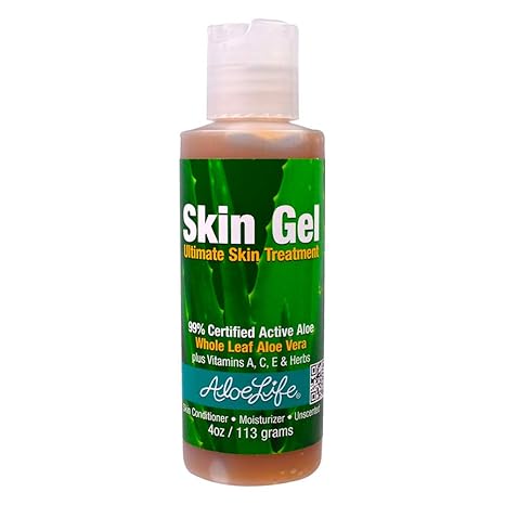 Aloe Life – Skin Gel & Herbs Ultimate Skin Treatment, 99% Certified Organic Whole Leaf Aloe Vera, Vitamins C, A, & E, Head-to-Toe Skin Care Support for the Whole Family, Fragrance-Free