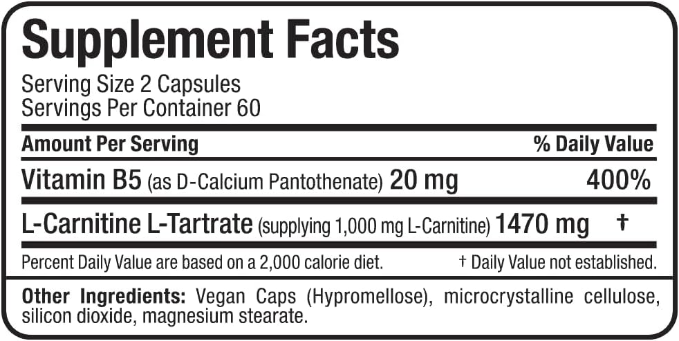ALLMAX Essentials L-CARNITINE Tartrate - 120 Capsules