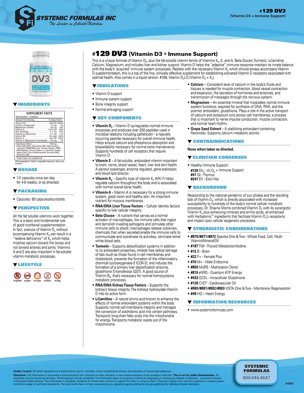 Systemic Formulas DV3 BioNutriment Vitamin D3