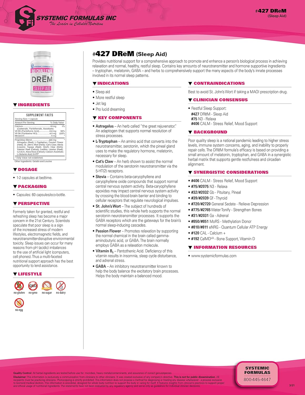 Systemic Formulas: #427 - DReM - Sleep Aid