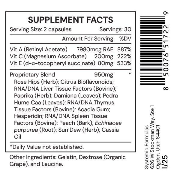Systemic Formulas Bio Nutriment ACX – Vitamin DTX Formula