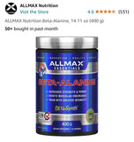 Allmax Beta Alanine, non stim preworkout, caffeine free, amazon listing image