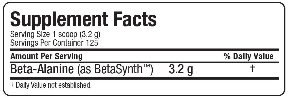 Allmax Beta Alanine, non stim preworkout, caffeine free, ingredient image