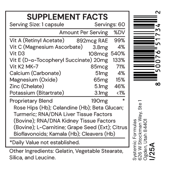 Systemic Formulas DV3 BioNutriment Vitamin D3