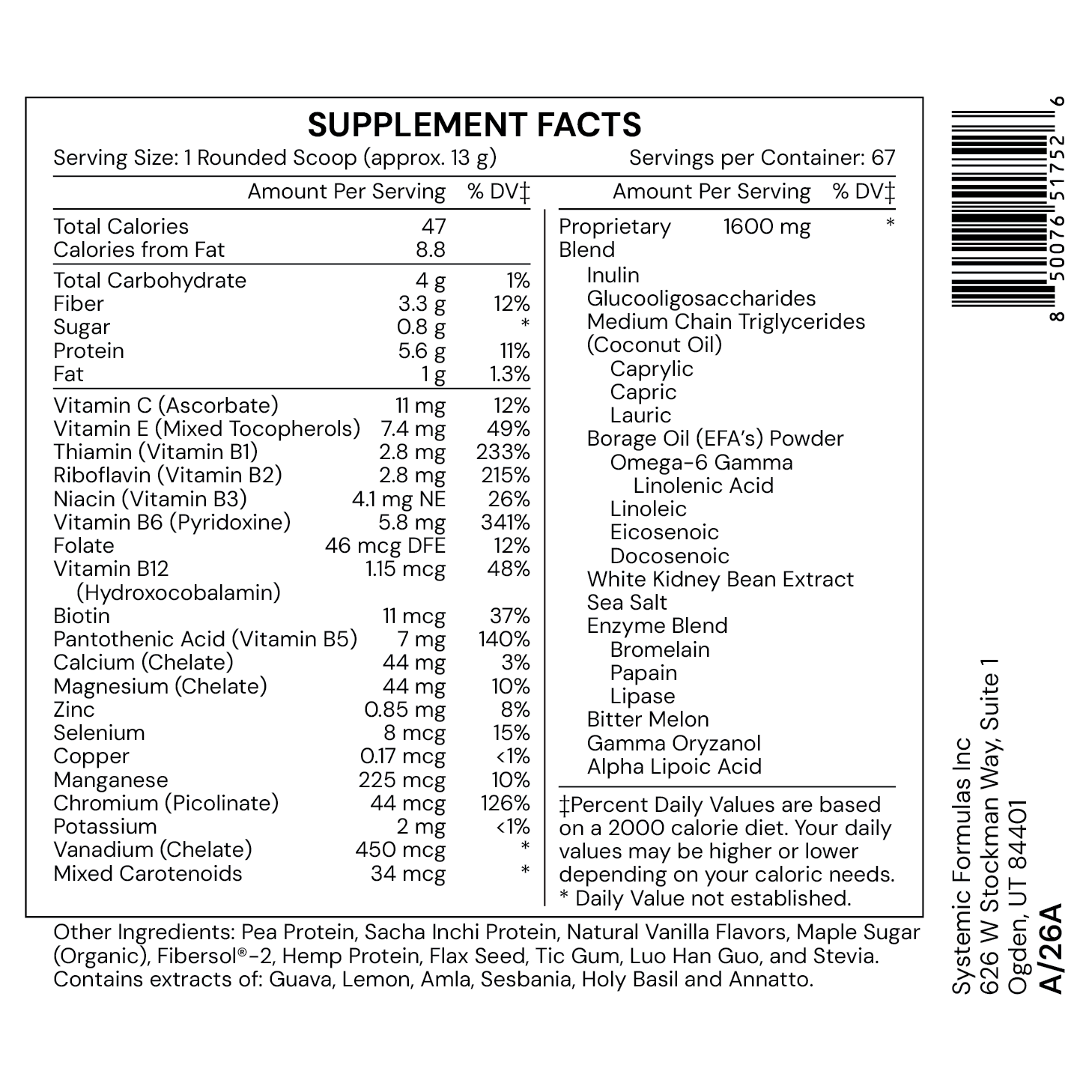 VitaBoost Systemic Formulas Plant Protein Shake