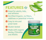 Aloe Life - Daily Greens Powder, QAI-Certified Organic Health Supplement, Antioxidants, 21 Fruits, Veggies, & Herbs Including Aloe & Nopal Cactus, Low-Calorie, Keto-Friendly, Gluten-Free (30 Servings)
