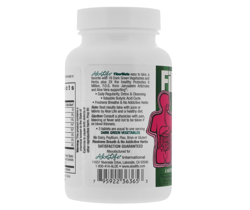 Aloe Life - FiberMate Tablets, Body Detox & Stool Softener, Vegetables & Herbs, Gentle Irregularity Relief, Safe Digestive Support, No Psyllium or Bran, Gluten- & Dairy-Free (160 Tablets)